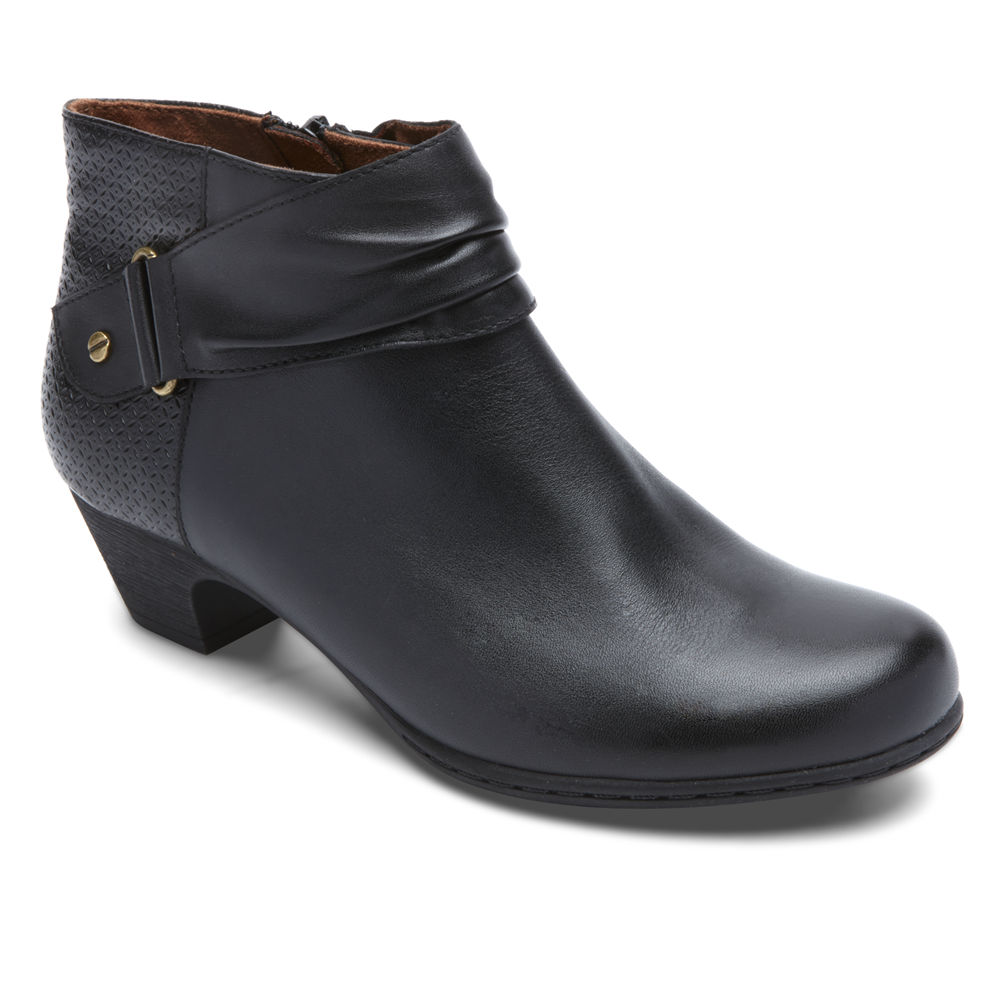 Rockport Boots For Womens Black - Brynn Rouched - QU1483257